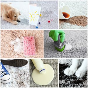 Different types of dirt on carpet. Cleaning concept